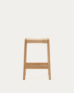 Yalia Stool In Solid Oak Wood In A 100% FSC Natural Finish And Rope Cord Height 65 Cm | Kave Home -Quality Furniture Store C0600074CP46 1V02