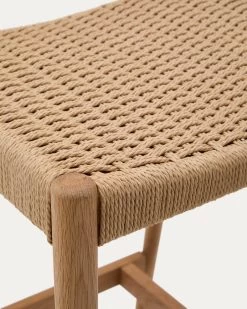 Analy Stool With A Backrest In Solid Oak Wood In A Natural Finish, 100% FSC And Rope Cord Seat, 70 Cm -Quality Furniture Store C0600081CP46 1D03
