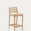 Analy Stool With A Backrest In Solid Oak Wood In A Natural Finish, 100% FSC And Rope Cord Seat, 70 Cm