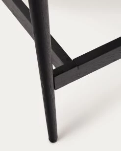 Analy Stool With A Backrest In Solid Oak Wood In A Black Finish, 100% FSC And Rope Cord Seat, 70 Cm -Quality Furniture Store C0600082CP46 1D04