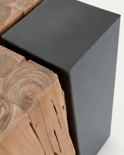 Kwango Solid Teak Wood And Metal Side Table 29 X 29 Cm | Kave Home -Quality Furniture Store C198M47 1D01