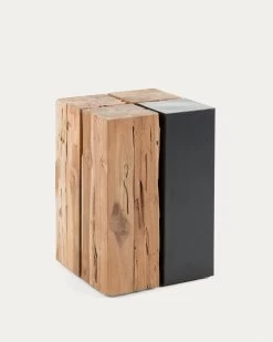 Kwango Solid Teak Wood And Metal Side Table 29 X 29 Cm | Kave Home