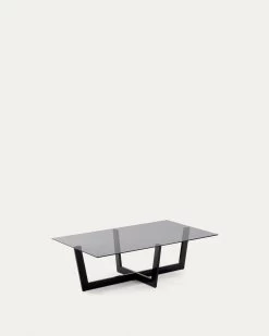 Black Glass Plam Coffee Table 120 X 70 Cm | Kave Home