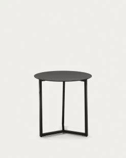 Black Raeam Side Table Made With Tempered Glass And Steel In Black Finish à 50 Cm | Kave Home