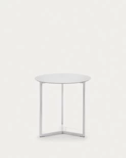 White Raeam Side Table Made With Tempered Glass And Steel In White Finish Ã 50 Cm | Kave Home