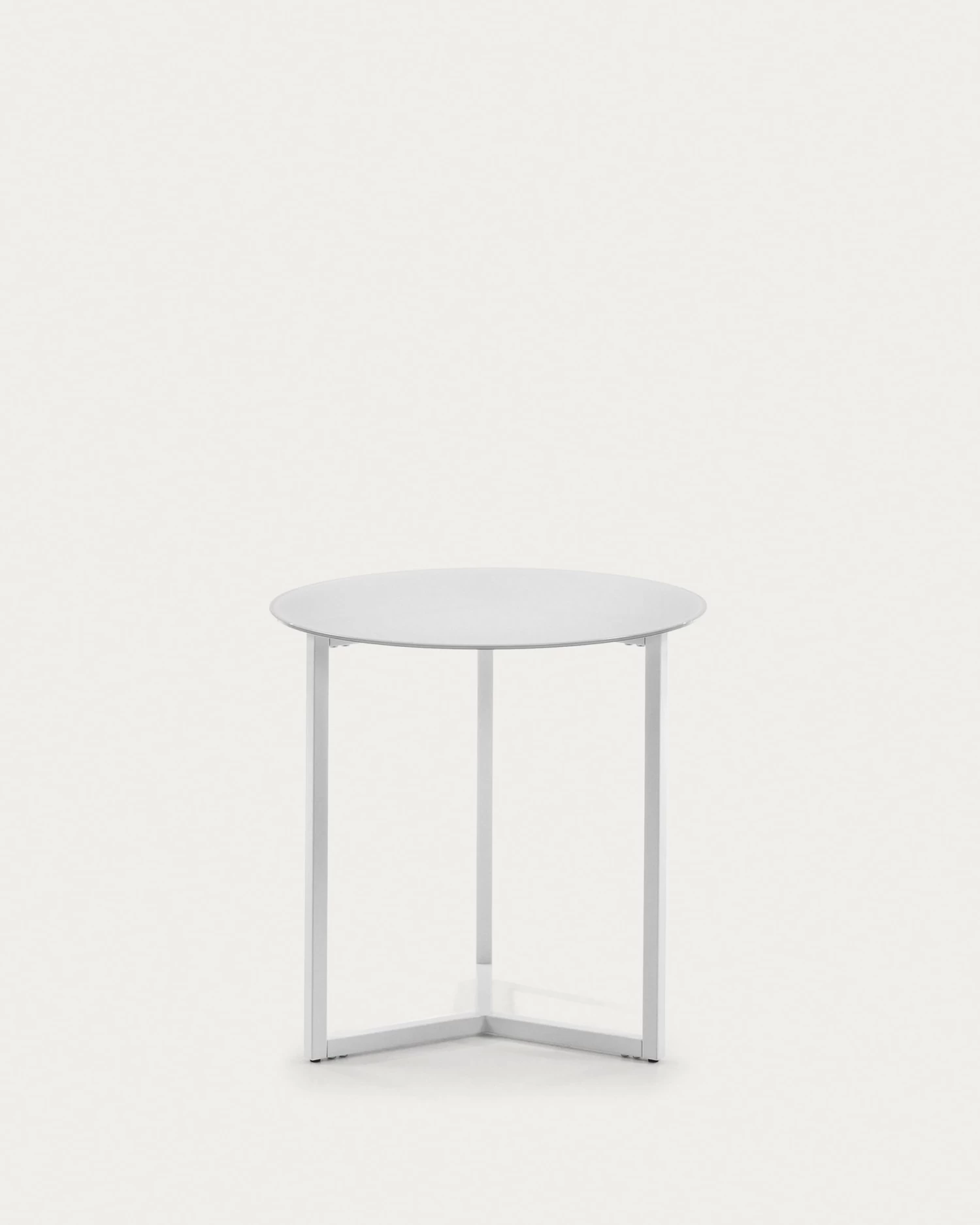 White Raeam Side Table Made With Tempered Glass And Steel In White Finish à 50 Cm | Kave Home 3 White Raeam Side Table Made With Tempered Glass And Steel In White Finish à 50 Cm | Kave Home