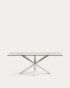 Argo Glass Table With Stainless Steel Legs 200 X 100 Cm | Kave Home