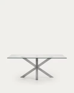 Argo Glass Table With Stainless Steel Legs 200 X 100 Cm | Kave Home 13 Argo Glass Table With Stainless Steel Legs 200 X 100 Cm | Kave Home -Quality Furniture Store C358C07 1V02