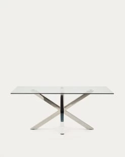 Argo Glass Table With Stainless Steel Legs 180 X 100 Cm | Kave Home