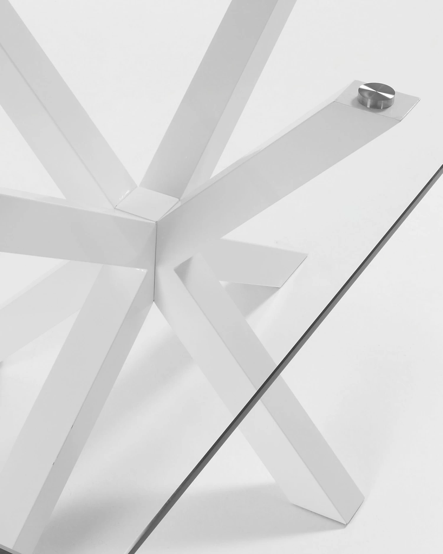 Argo Glass Table With Steel Legs With White Finish 200 X 100 Cm | Kave Home 5 Argo Glass Table With Steel Legs With White Finish 200 X 100 Cm | Kave Home - Image 3