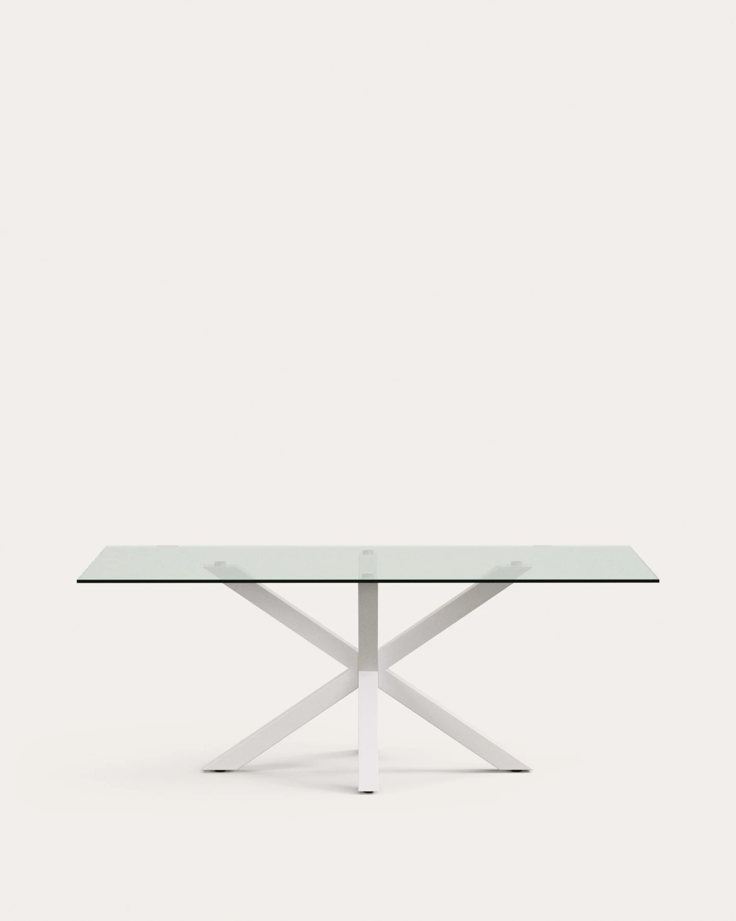Argo Glass Table With Steel Legs With White Finish 200 X 100 Cm | Kave Home 3 Argo Glass Table With Steel Legs With White Finish 200 X 100 Cm | Kave Home