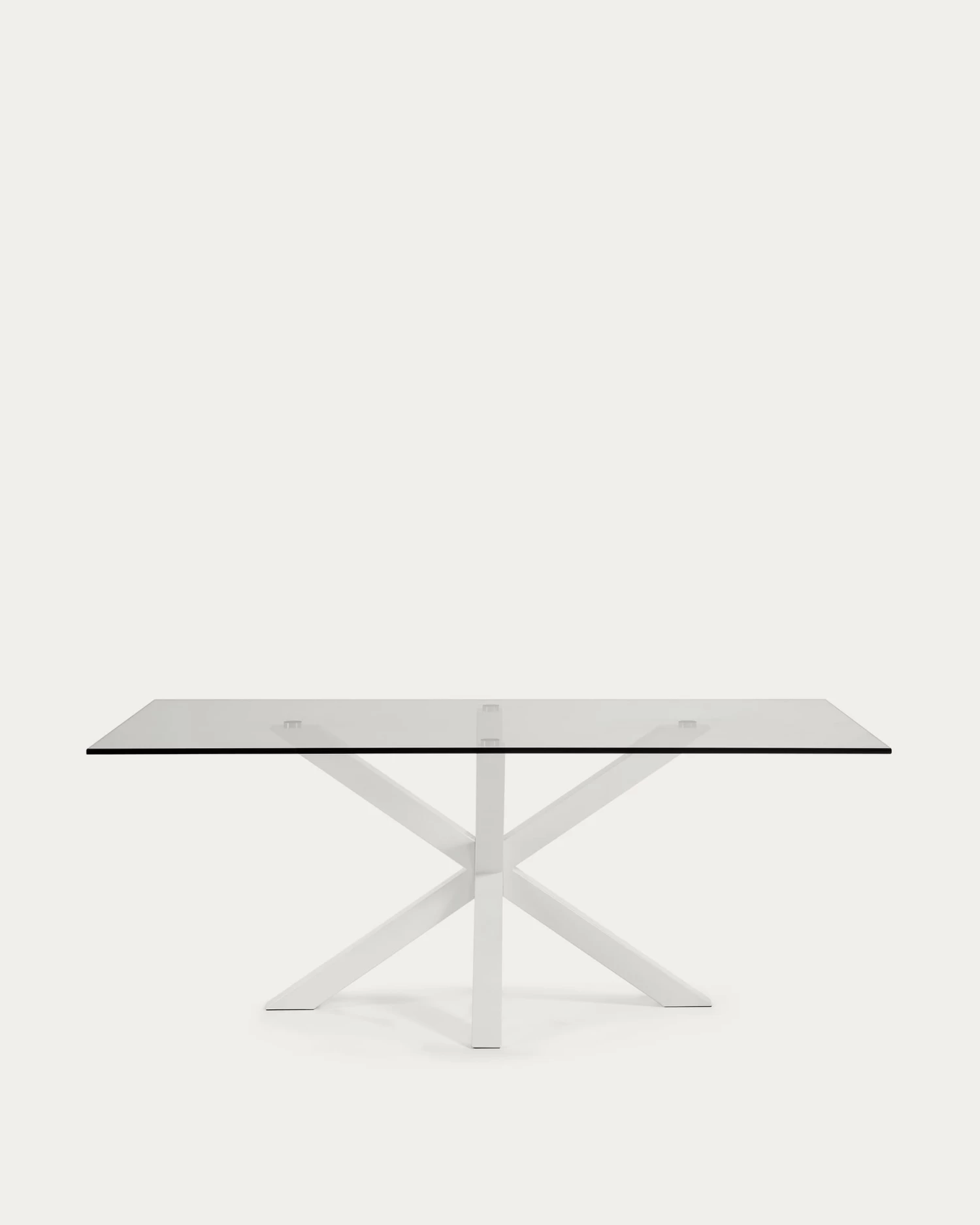 Argo Glass Table With Steel Legs With White Finish 200 X 100 Cm | Kave Home 7 Argo Glass Table With Steel Legs With White Finish 200 X 100 Cm | Kave Home - Image 5