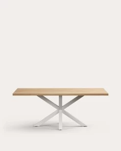 Argo Table In Natural Melamine With White Finished Steel Legs 200 X 100 Cm | Kave Home