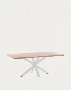 Argo Table In Natural Melamine With White Finished Steel Legs 200 X 100 Cm | Kave Home -Quality Furniture Store C360M46 1V02