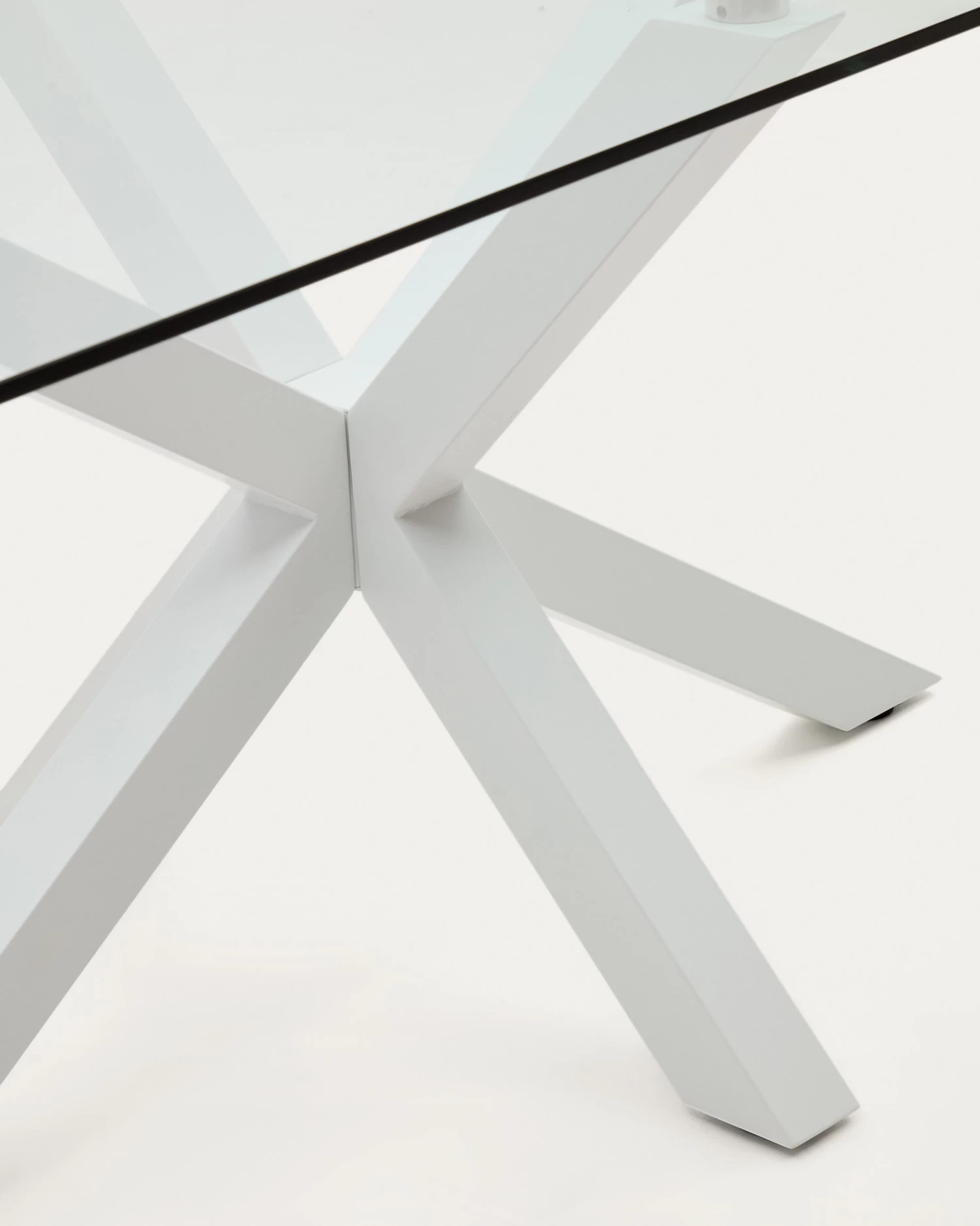 Argo Glass Table With Steel Legs With White Finish 180 X 100 Cm | Kave Home 7 Argo Glass Table With Steel Legs With White Finish 180 X 100 Cm | Kave Home - Image 5