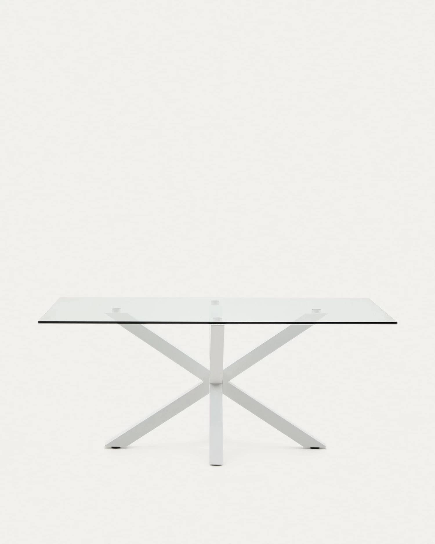 Argo Glass Table With Steel Legs With White Finish 180 X 100 Cm | Kave Home 3 Argo Glass Table With Steel Legs With White Finish 180 X 100 Cm | Kave Home