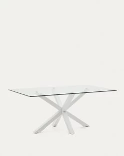 Argo Glass Table With Steel Legs With White Finish 180 X 100 Cm | Kave Home 13 Argo Glass Table With Steel Legs With White Finish 180 X 100 Cm | Kave Home -Quality Furniture Store C361C07 1V02