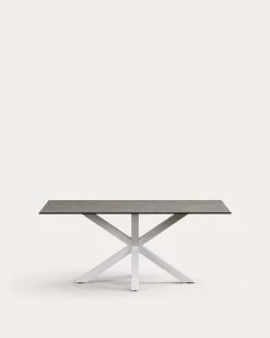 Argo Table 180x100 White Porcelain Iron Moss | Kave Home