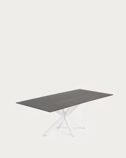 Argo Table 180x100 White Porcelain Iron Moss | Kave Home -Quality Furniture Store C361K09 1V02