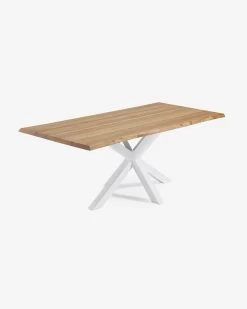 Argo Oak Veneer Table With Natural Finish And Steel Legs With White Finish 180 X 100 Cm | Kave Home