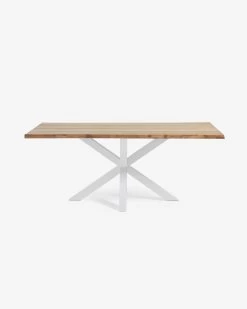 Argo Oak Veneer Table With Natural Finish And Steel Legs With White Finish 180 X 100 Cm | Kave Home -Quality Furniture Store C361M40 1V02