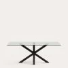 Argo Glass Table With Steel Legs With Black Finish 200 X 100 Cm | Kave Home -Quality Furniture Store C408C07 1V01