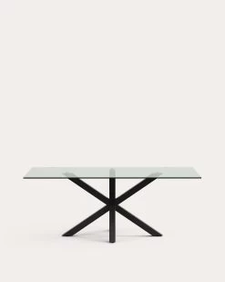 Argo Glass Table With Steel Legs With Black Finish 200 X 100 Cm | Kave Home