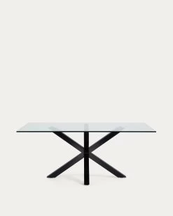 Argo Glass Table With Steel Legs With Black Finish 200 X 100 Cm | Kave Home -Quality Furniture Store C408C07 1V02