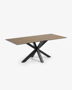 Argo Table 200 X 100 Cm Porcelain Iron Corten Finish Black Legs | Kave Home