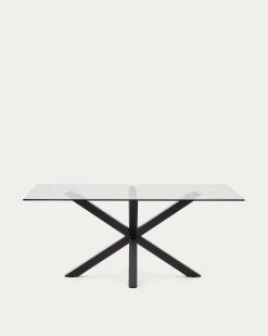 Argo Glass Table With Steel Legs With Black Finish 180 X 100 Cm | Kave Home