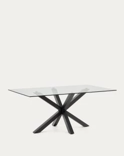 Argo Glass Table With Steel Legs With Black Finish 180 X 100 Cm | Kave Home 13 Argo Glass Table With Steel Legs With Black Finish 180 X 100 Cm | Kave Home -Quality Furniture Store C409C07 1V02