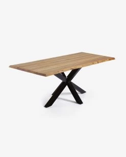 Argo Oak Veneer Table With Natural Finish And Steel Legs With Black Finish 180 X 100 Cm | Kave Home
