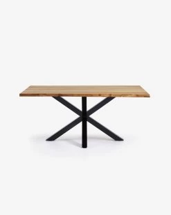 Argo Oak Veneer Table With Natural Finish And Steel Legs With Black Finish 180 X 100 Cm | Kave Home -Quality Furniture Store C409M40 1V02