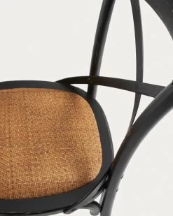 Alsie Chair In Solid Birch Wood With Black Lacquer And Rattan Seat -Quality Furniture Store C417M01 1D02