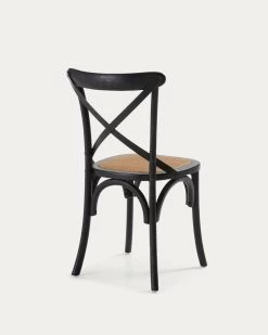 Alsie Chair In Solid Birch Wood With Black Lacquer And Rattan Seat -Quality Furniture Store C417M01 1V03