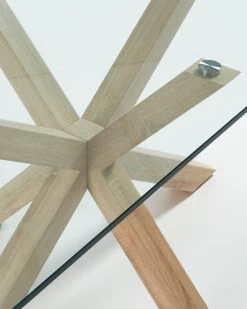 Argo Glass Table With Steel Legs With Wood-effect Finish 200 X 100 Cm | Kave Home -Quality Furniture Store C429C07 1D01