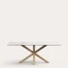 Argo Porcelain Table In White With Steel Wooden Effect Legs 200 X 100 Cm | Kave Home -Quality Furniture Store C429K05 1V01