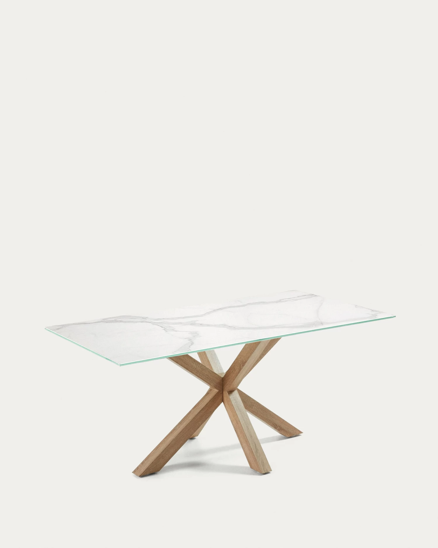 Argo Porcelain Table In White With Steel Wooden Effect Legs 200 X 100 Cm | Kave Home 6 Argo Porcelain Table In White With Steel Wooden Effect Legs 200 X 100 Cm | Kave Home - Image 4