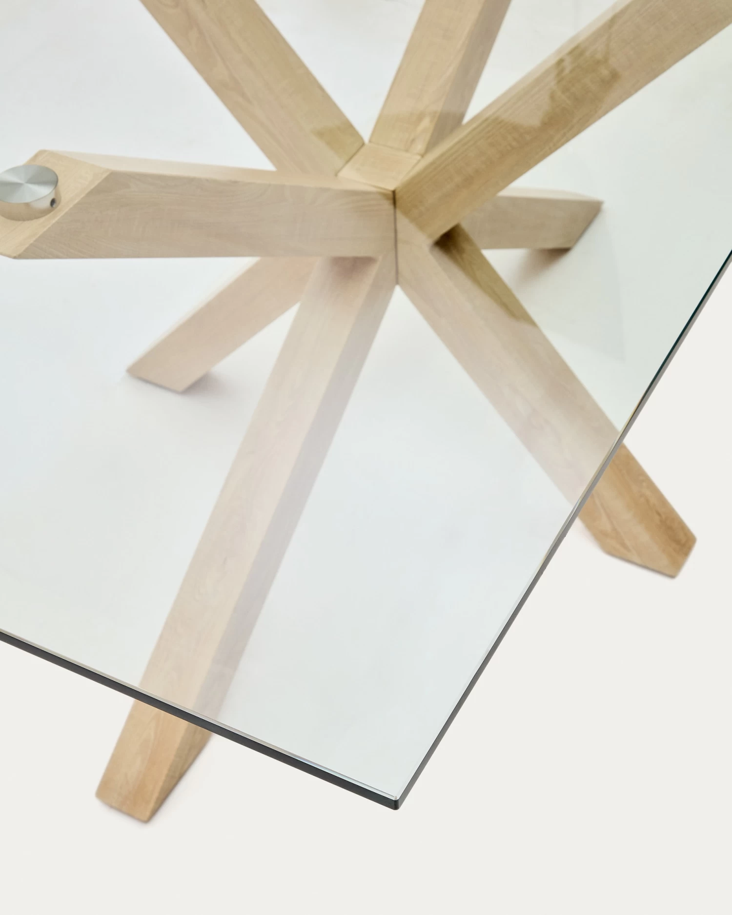 Argo Glass Table With Steel Legs With Wood-effect Finish 180 X 100 Cm | Kave Home 5 Argo Glass Table With Steel Legs With Wood-effect Finish 180 X 100 Cm | Kave Home - Image 3