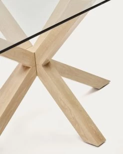 Argo Glass Table With Steel Legs With Wood-effect Finish 180 X 100 Cm | Kave Home 12 Argo Glass Table With Steel Legs With Wood-effect Finish 180 X 100 Cm | Kave Home -Quality Furniture Store C430C07 1D02