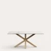 Argo Porcelain Table In White With Steel Wooden Effect Legs 180 Cm | Kave Home -Quality Furniture Store C430K05 1V01