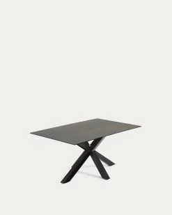 Argo Table 160 Cm Porcelain Iron Moss Finish Black Legs | Kave Home -Quality Furniture Store C436K09 1V02