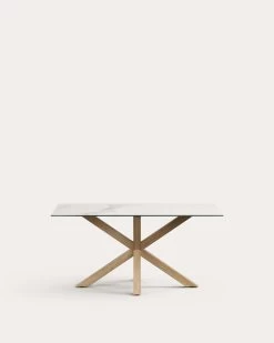 Argo Porcelain Table In White With Steel Wooden Effect Legs 160 Cm | Kave Home