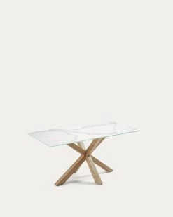 Argo Porcelain Table In White With Steel Wooden Effect Legs 160 Cm | Kave Home -Quality Furniture Store C437K05 1V02