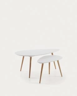 Kirb Set Of 2 Side Tables Oval White | Kave Home