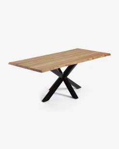 Argo Oak Veneer Table With Natural Finish And Steel Legs With Black Finish 220 X 100 Cm | Kave Home