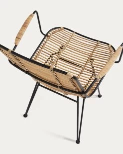 Tishana Rattan And Black Steel Chair With Armrests | Kave Home -Quality Furniture Store C824E01 1D01