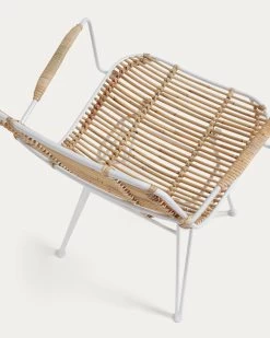 Tishana Rattan And White Steel Chair With Armrests | Kave Home -Quality Furniture Store C824E05 1D01