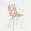 Tishana Rattan And White Steel Chair With Armrests | Kave Home -Quality Furniture Store C824E05 1V01