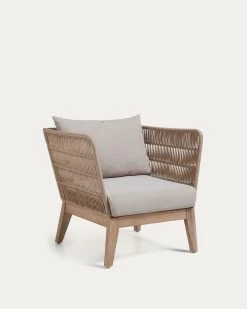 Belleny Armchair In Beige Cord And Solid Acacia Wood 100% FSC | Kave Home
